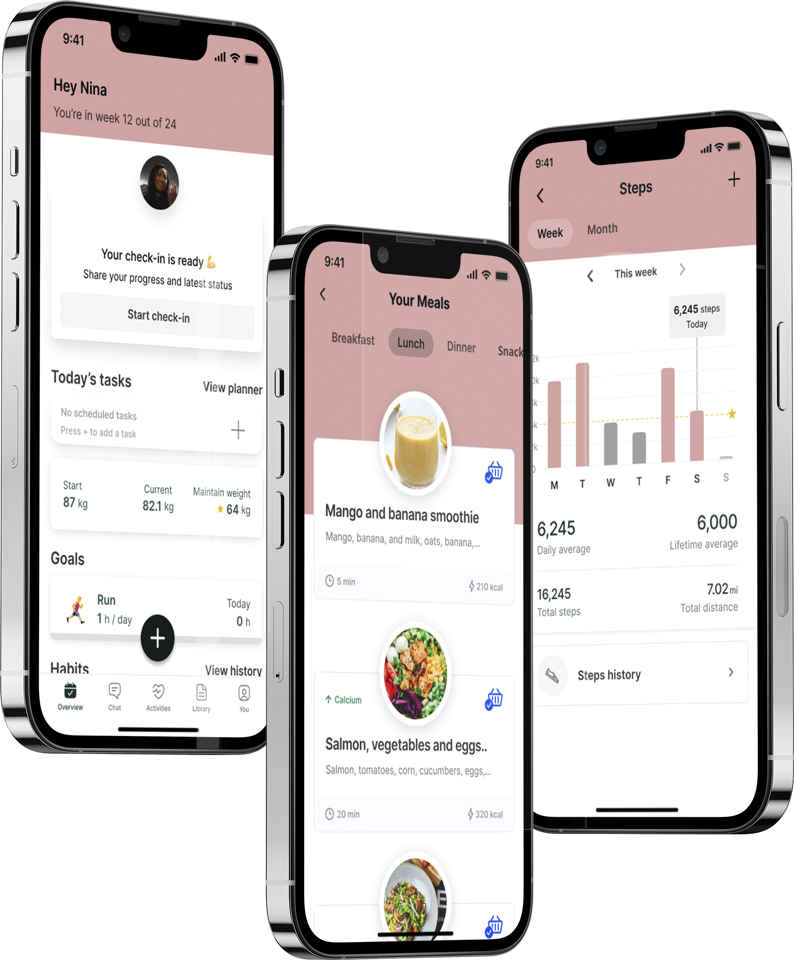 A mockup of the coaching app showcasing the features.
